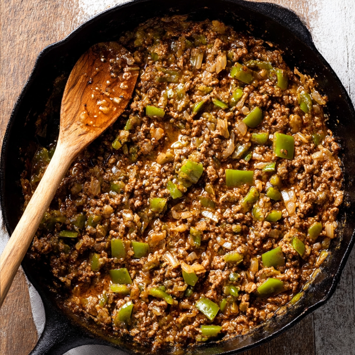 Delicious Philly Cheesesteak Sloppy Joes made with ground beef, green peppers, onions, and savory seasoning. A quick and flavorful twist on the classic Philly cheesesteak.